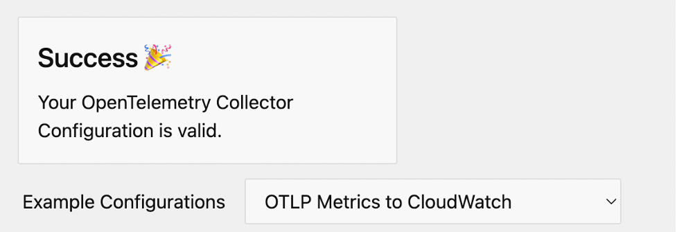 success message in the configuration validator