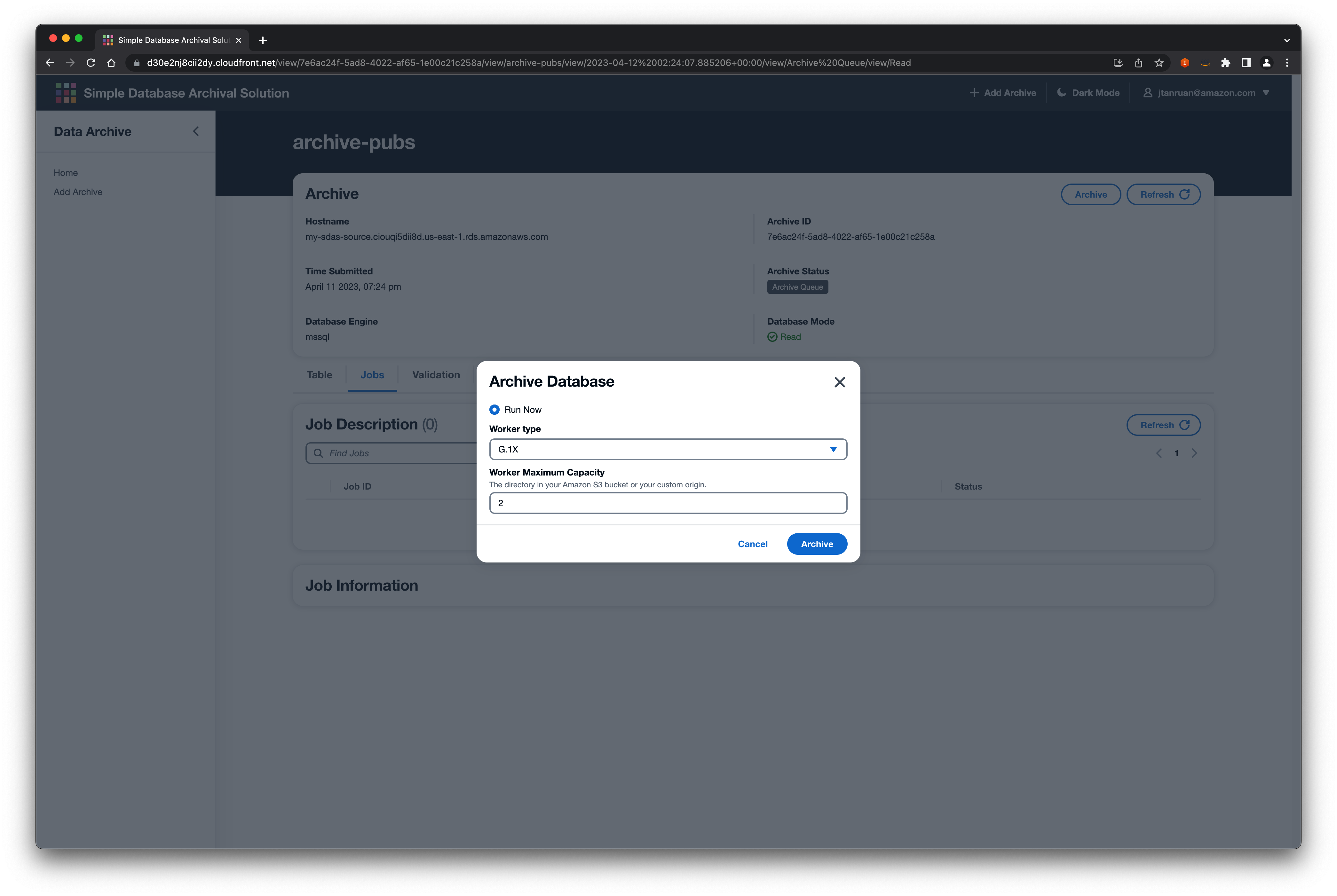 SDAS archive screenshot