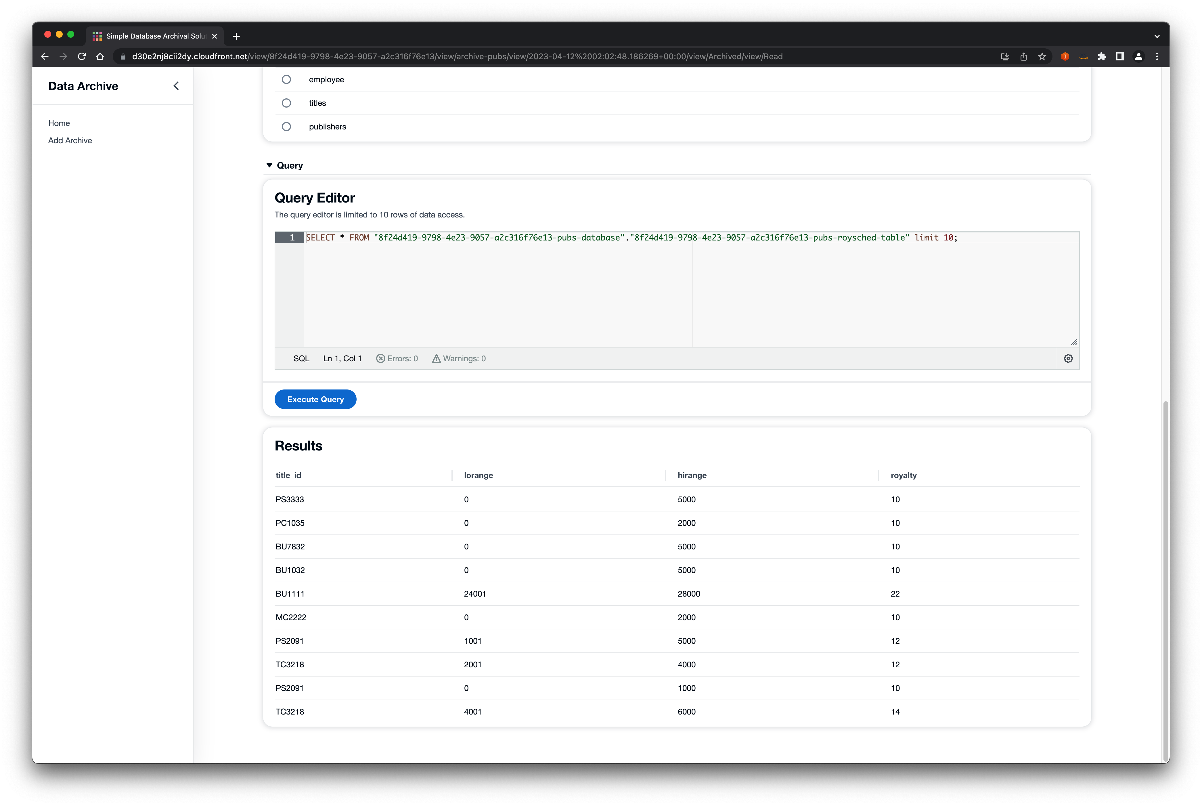 SDAS data preview feature