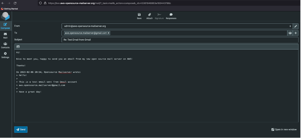 Reply email di webmail UI