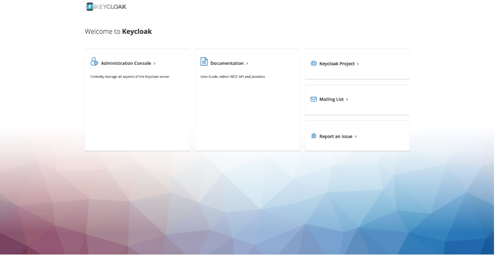 Keycloak welcome page