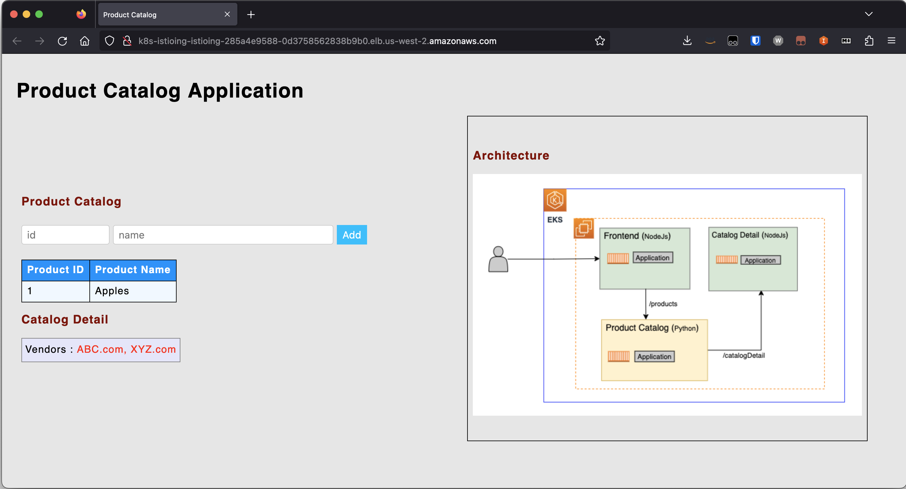 Product catalog detail