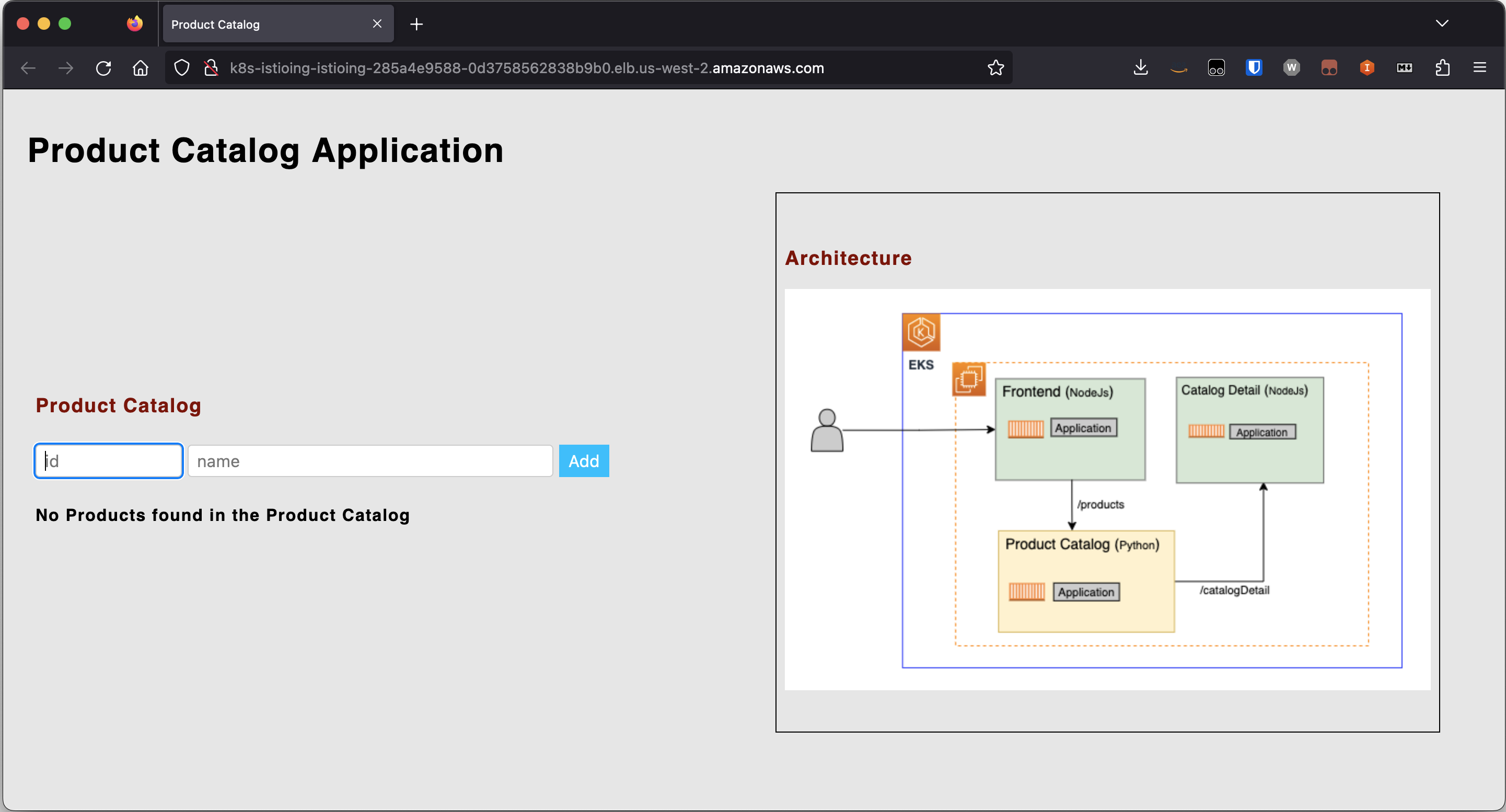 product catalog application