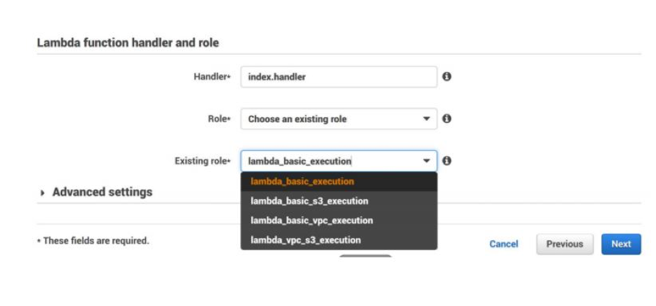 configure the function handler and execution method.