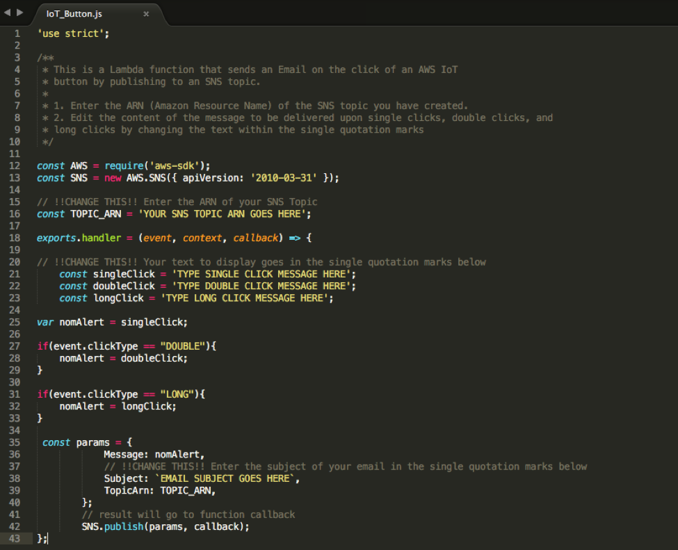 Sample code from AWS Labs GitHub account