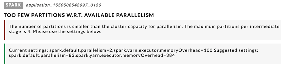Partitions example of how Unravel Data provides optimization suggestions, insights, and recommendations around resource consumption
