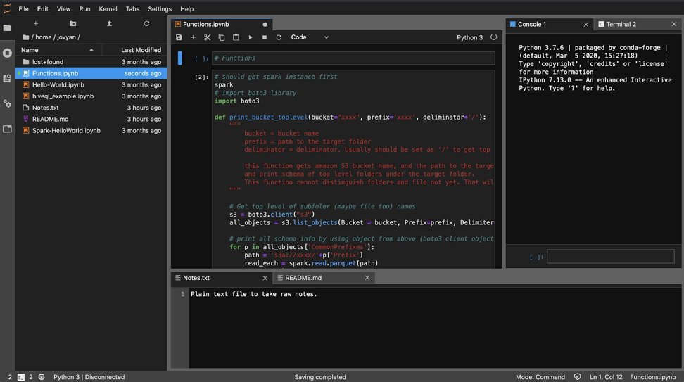 Example image of JupyterLab