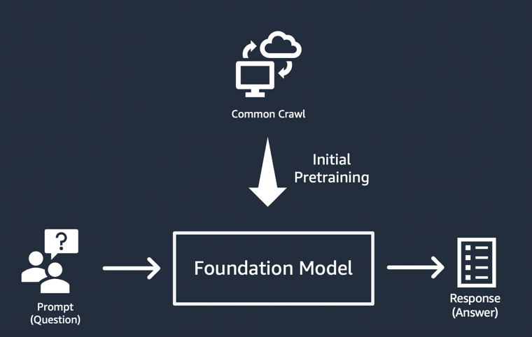 Figure 4: A user inputs a prompt into a foundation model and it generates a response. 