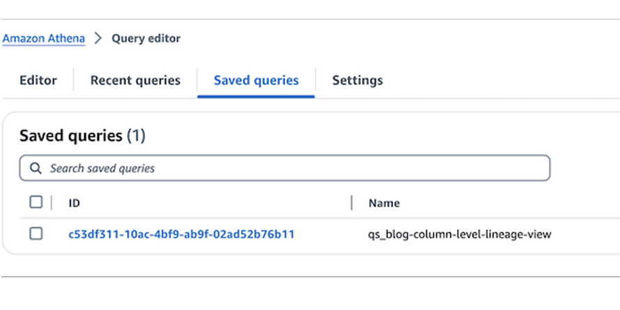 Column level Athena query