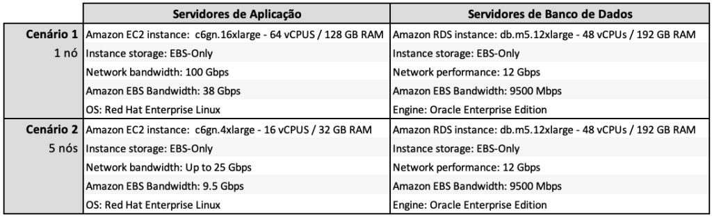 Figura 4 - Especificação da infraestrutura