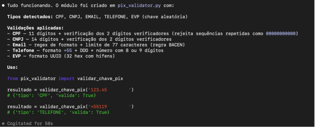 exemplo de aplicacao finalizada