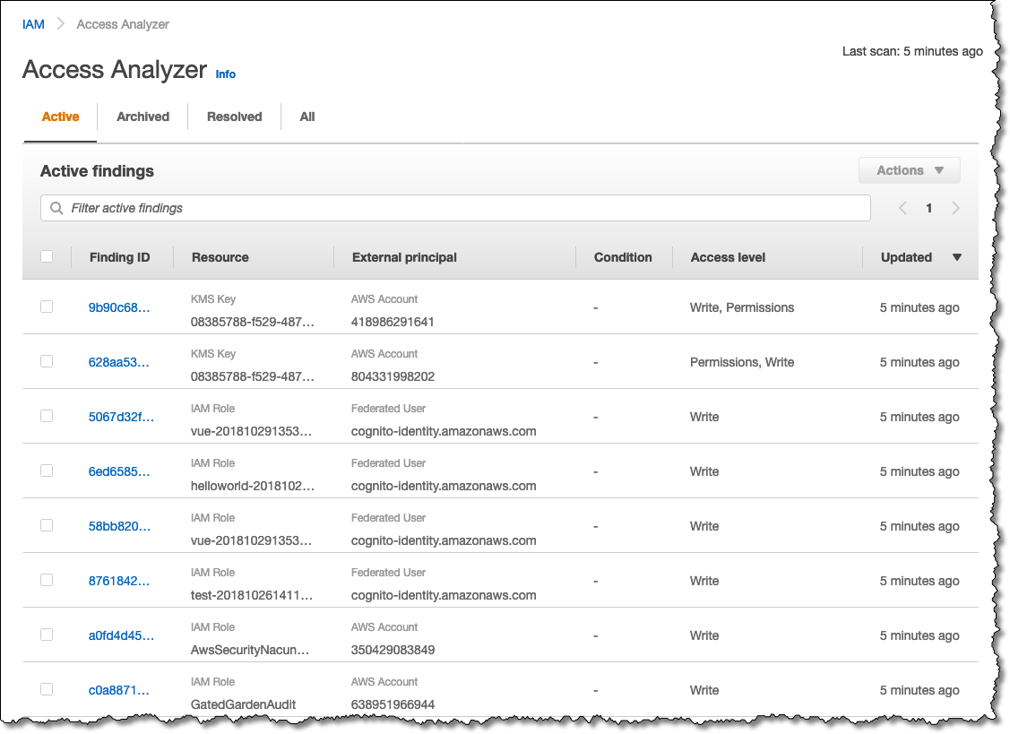 Viewing Access Analyzer Findings