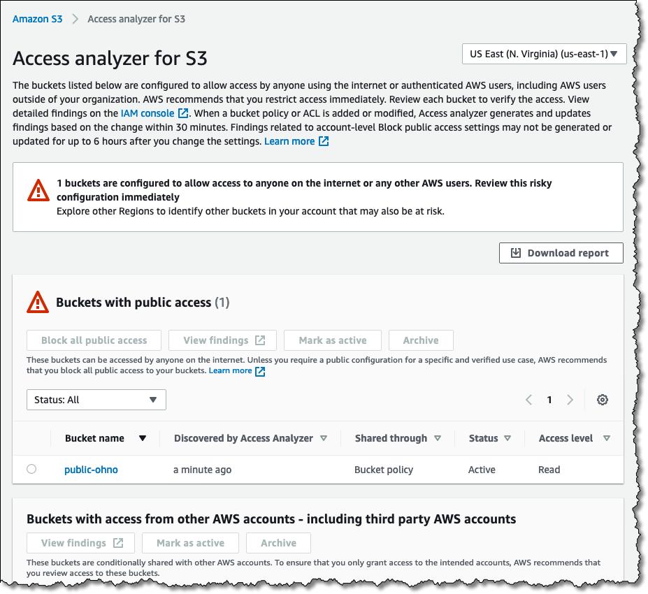 An Access Analyzer finding in S3