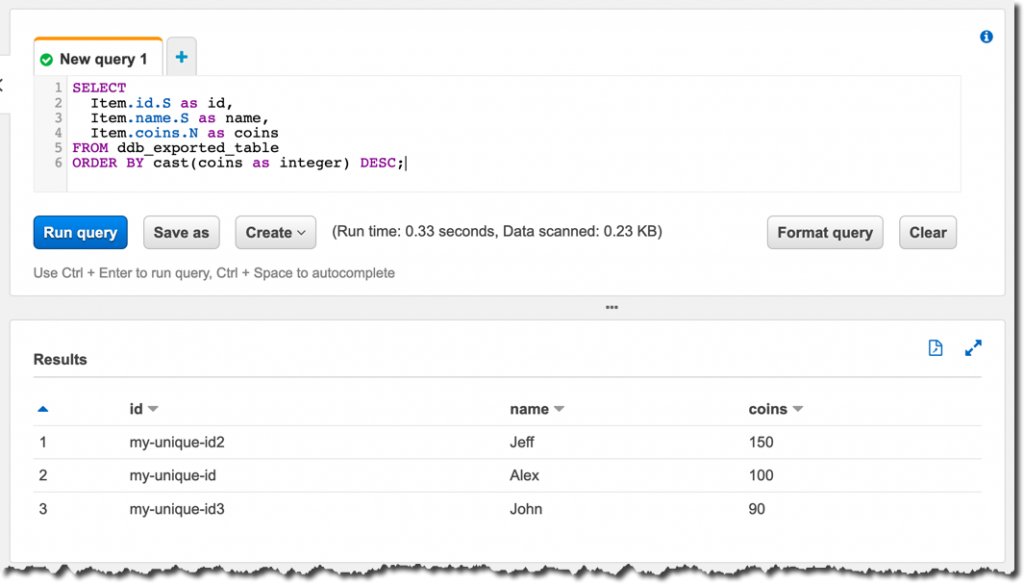 Dynamodb Export - Athena