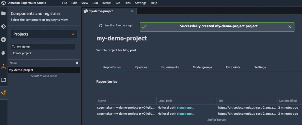 SageMaker screenshot