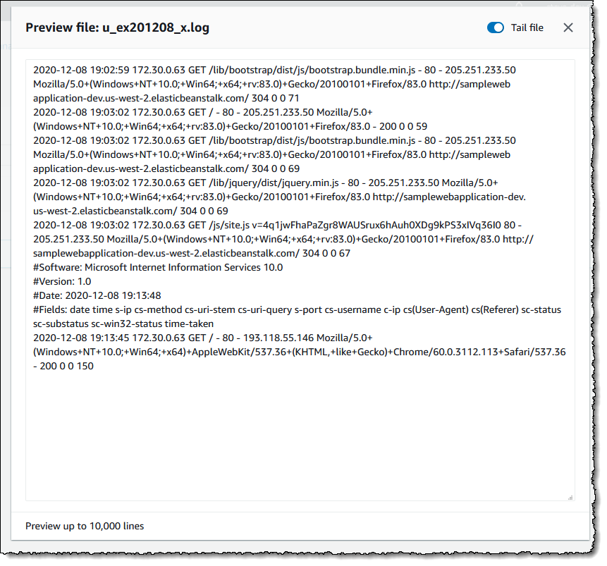 在 <span title="">队列管理器</span>中跟踪日志文件的快照