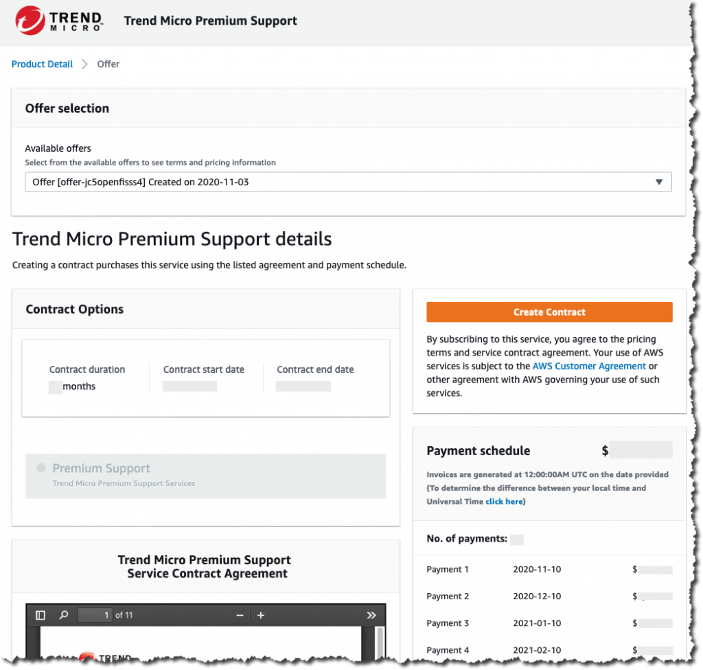 Screenshot of private offer