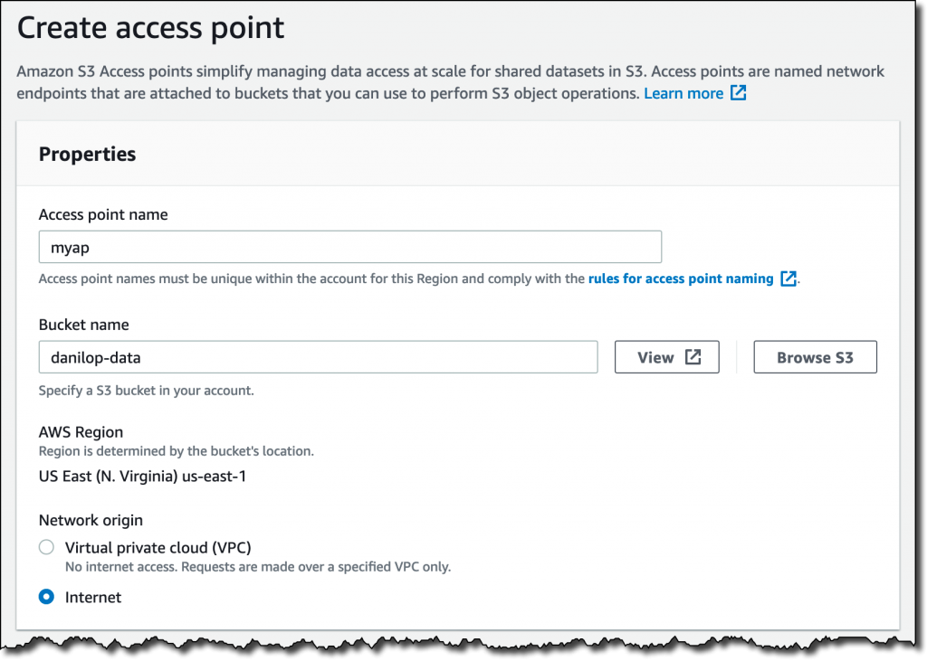 S3 console screenshot.