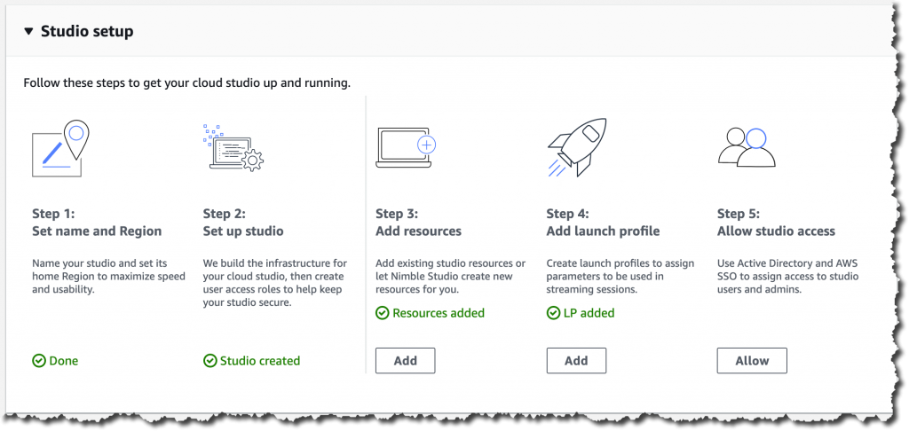 Screenshot of the studio setup tutorial