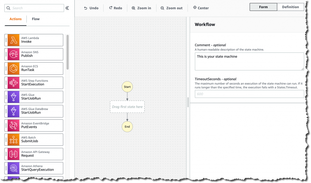 Screenshot of Studio workflow first view