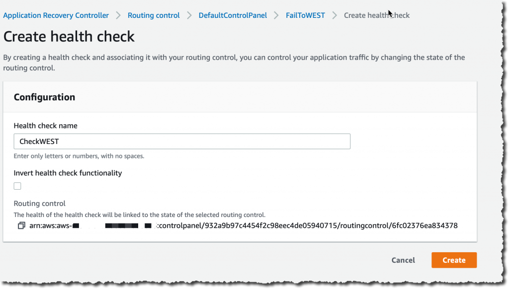 Control Panel - Create Health Check