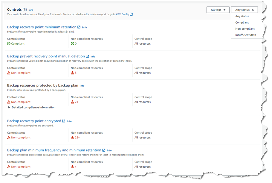 Control compliance detail