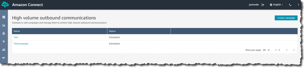 Connect High Volume Outbout Communication - Create Campaign