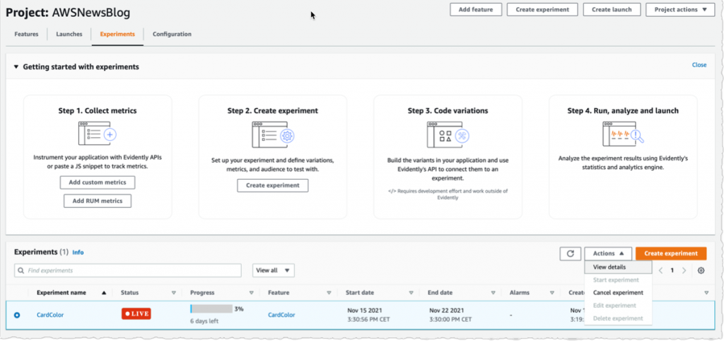 Evidently - start experiment
