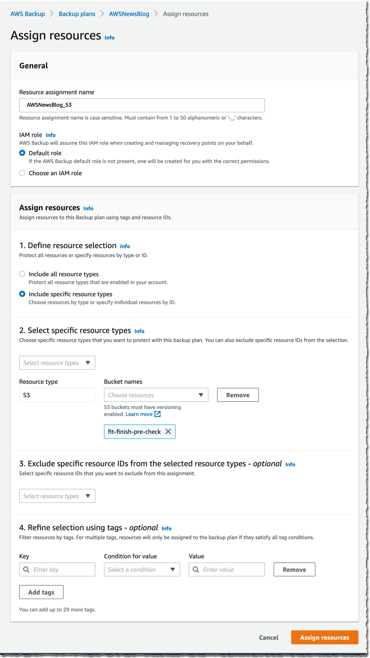 AWS Backup - backup plan for S3