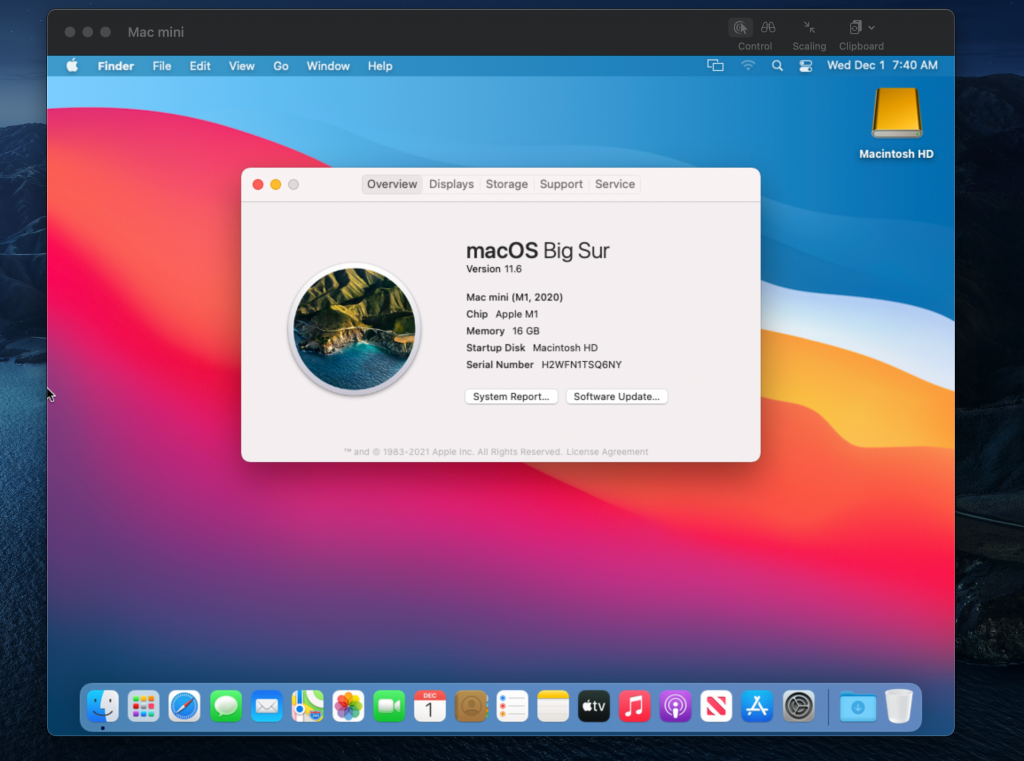 mac2 GUI VNC