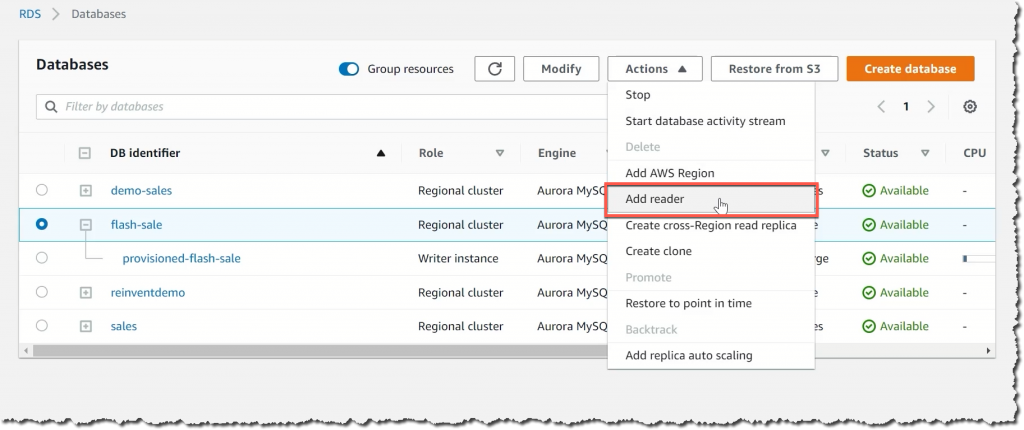 添加无服务器类型读取器