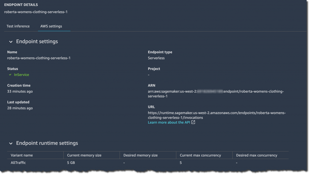 Review Amazon SageMaker Serverless Endpoint configuration in SageMaker Studio