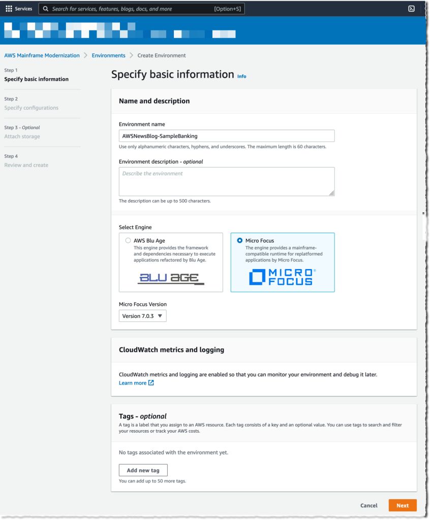 AWS Mainframe Modernization - Create Environment 2