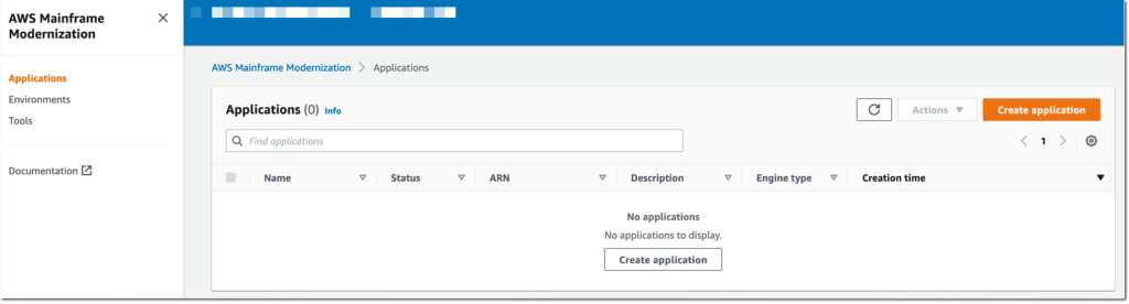 AWS Mainframe Modernization - Create Applicatio