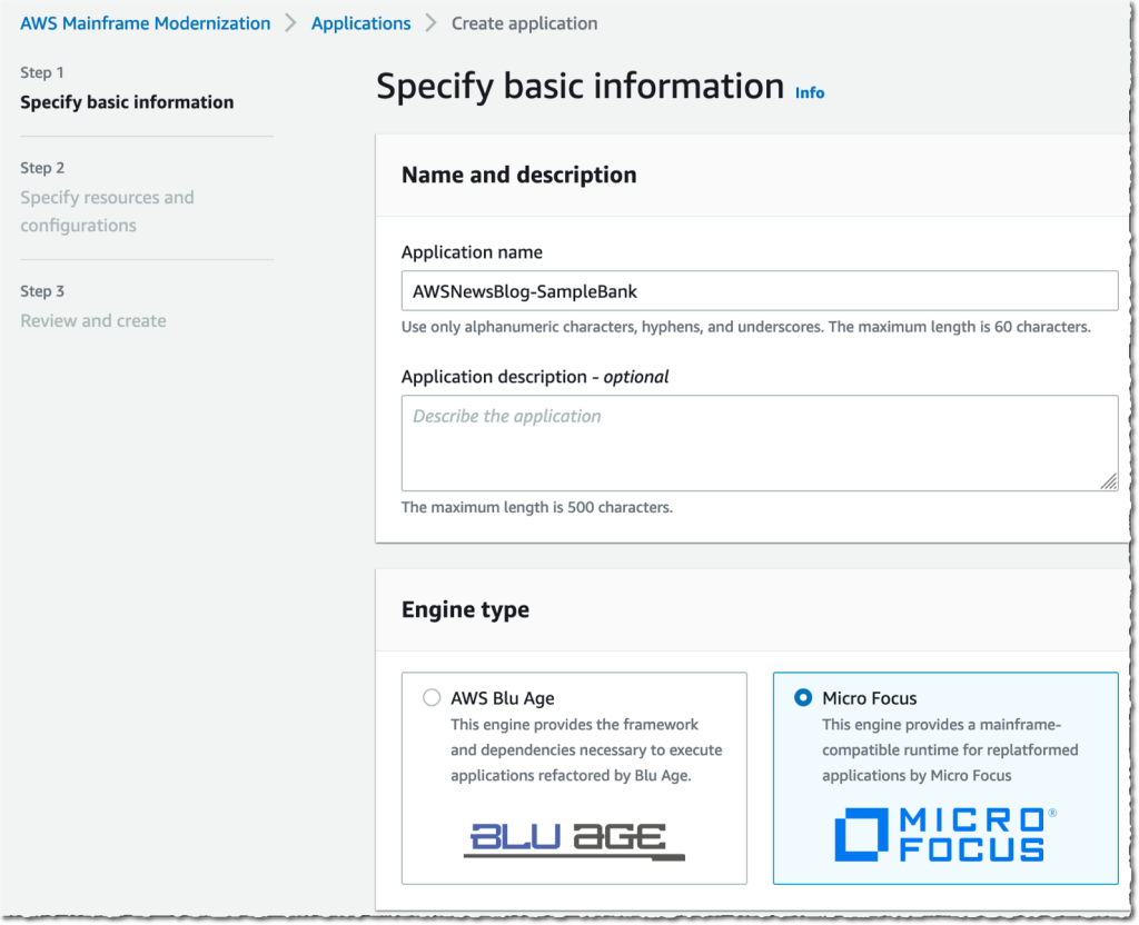 AWS Mainframe Modernization - Create Application 2