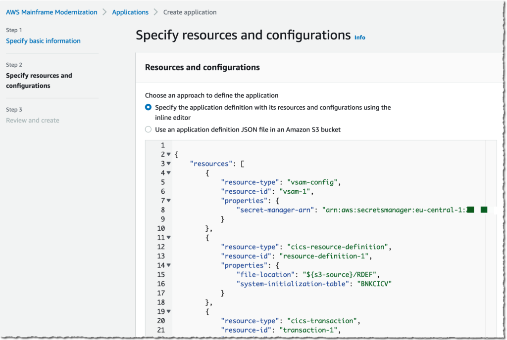 AWS Mainframe Modernization - Create Application 3