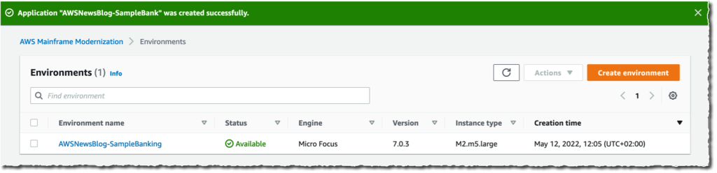 AWS Mainframe Modernization - application is available