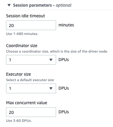 Configuring session parameters