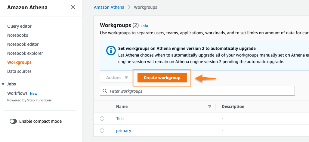 Select Create Workgroup