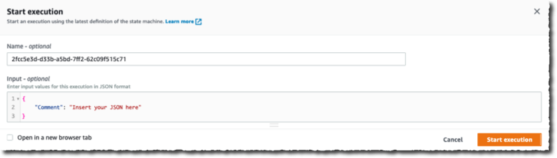 Start workflow execution - pass input data