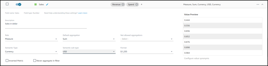 Semantic Type Settings