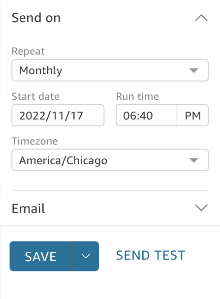 Schedule timing configuration 