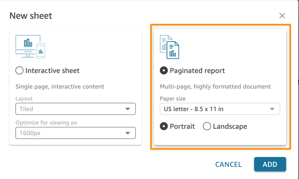 Select Paginated report