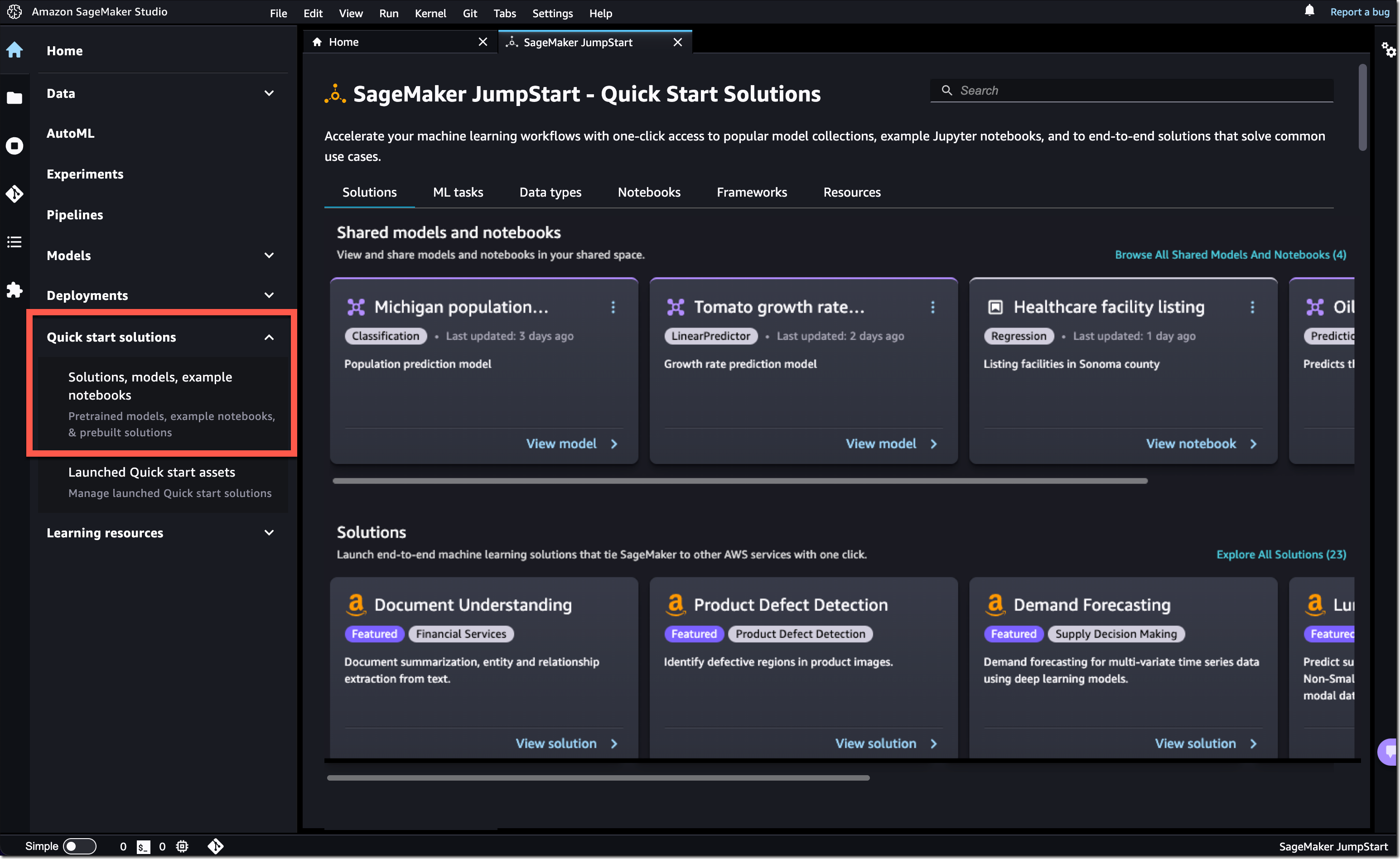 Amazon SageMaker JumpStart