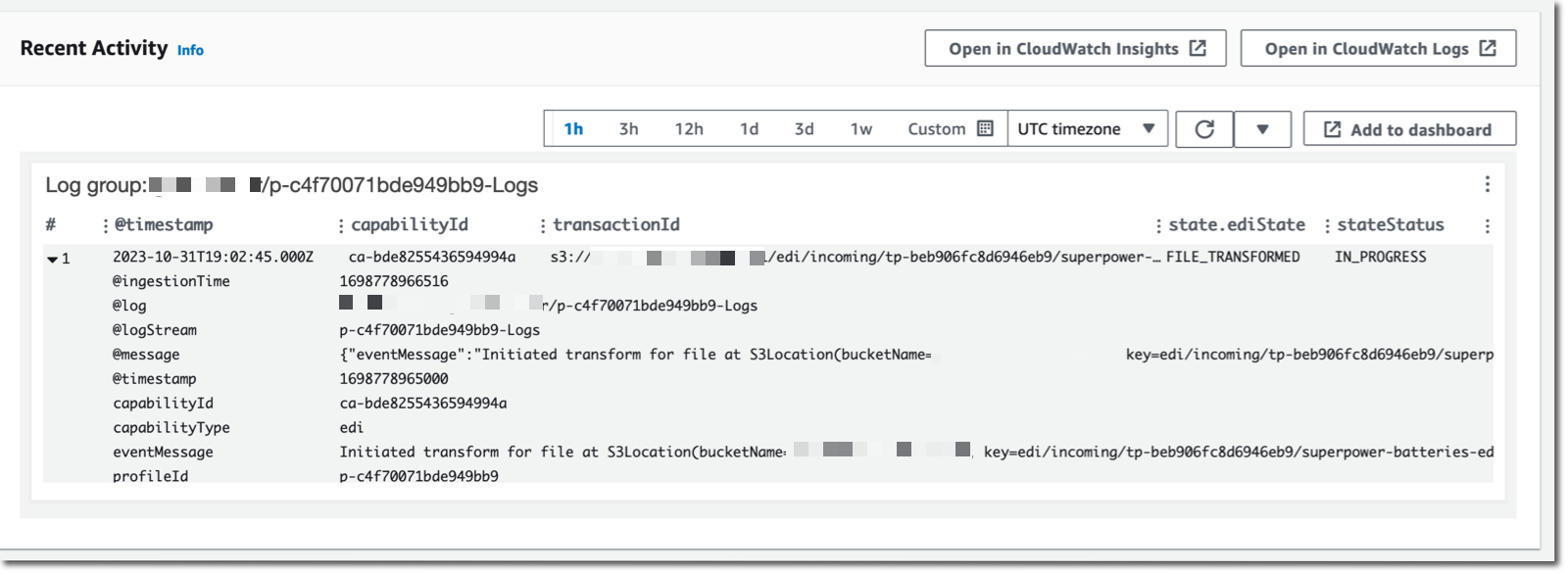 B2B Data Interchange - Log group