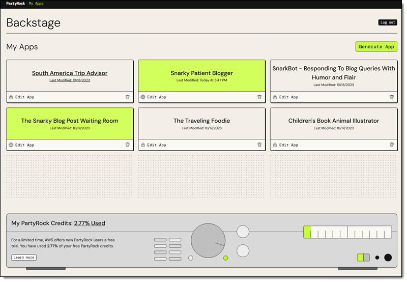 PartyRock - Backstage