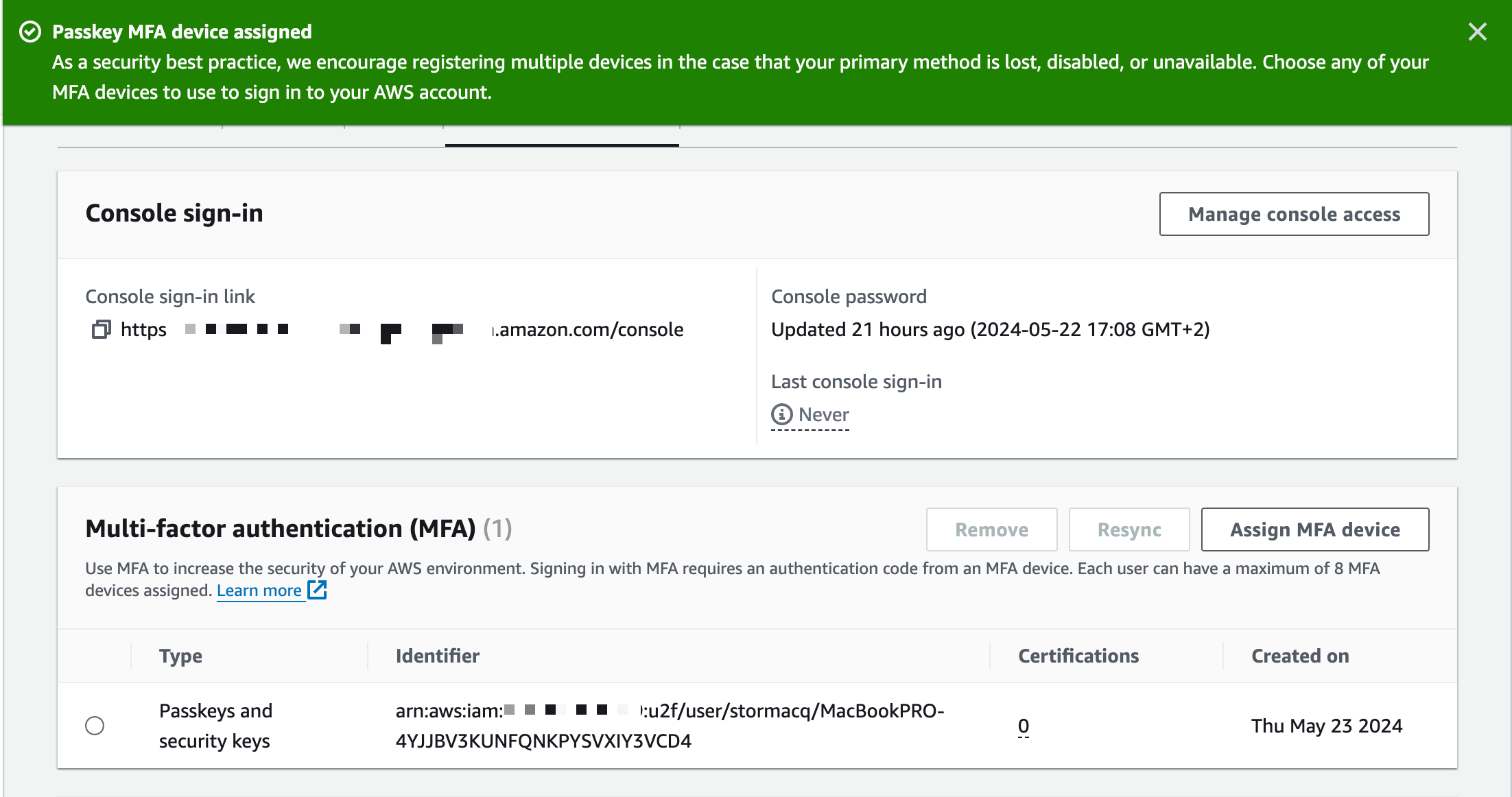 Enable passkey : success