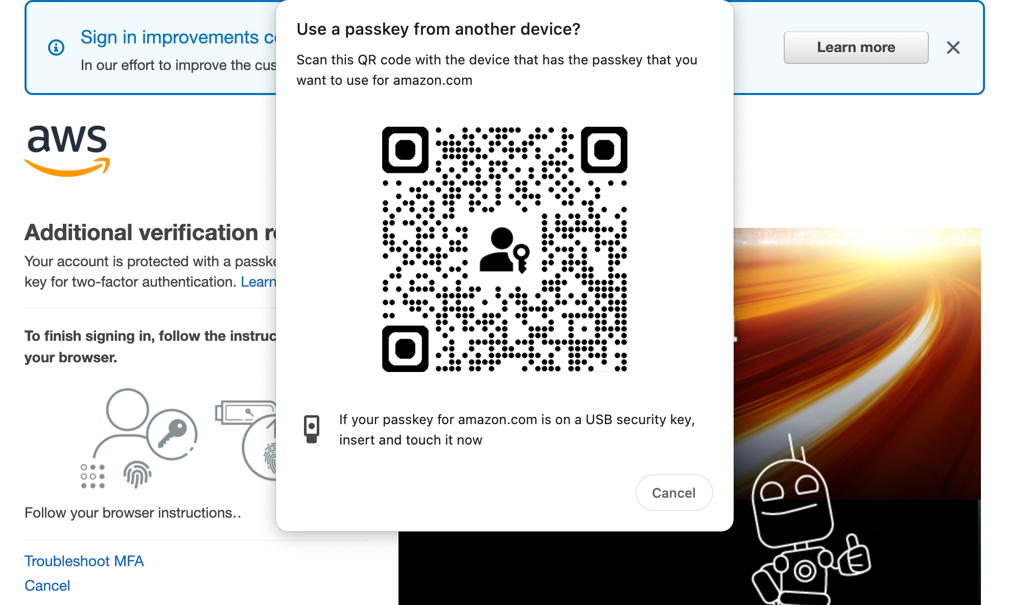 Authenticate with MFA and passkey