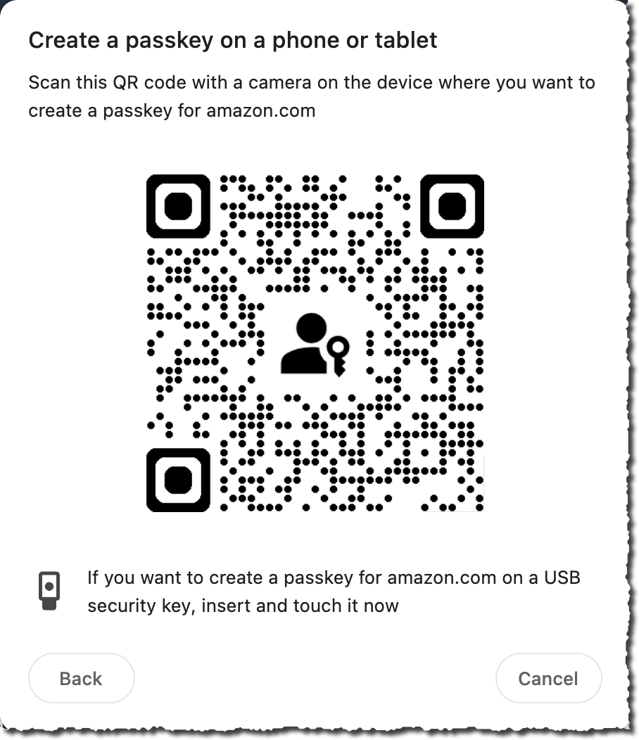 Passkey : scan a QR code