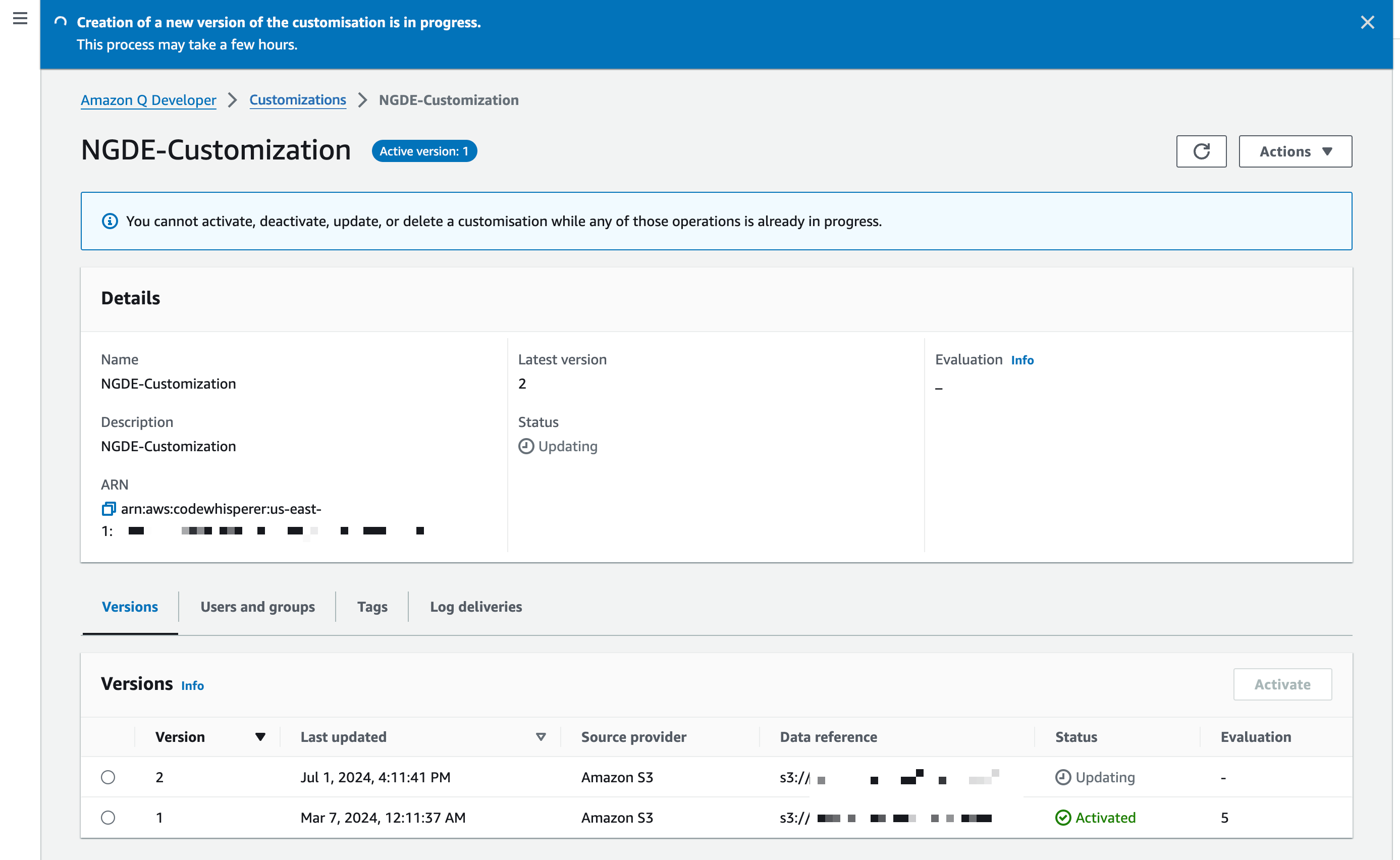 Codewhisperer customization - update 3a
